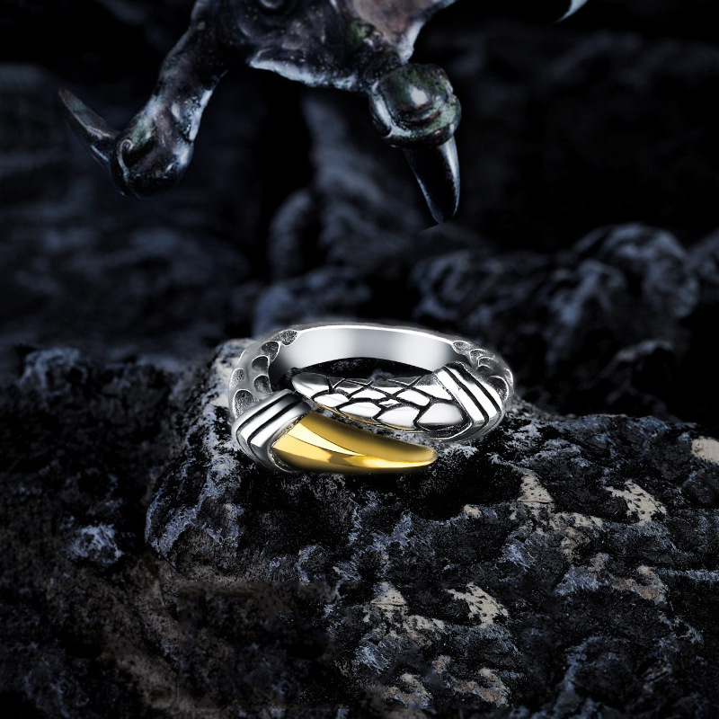 Anello con artiglio di drago retrò di personalità Accessori per dita maschili Anello in argento sterling 925 vintage per gioielli da uomo regolabili