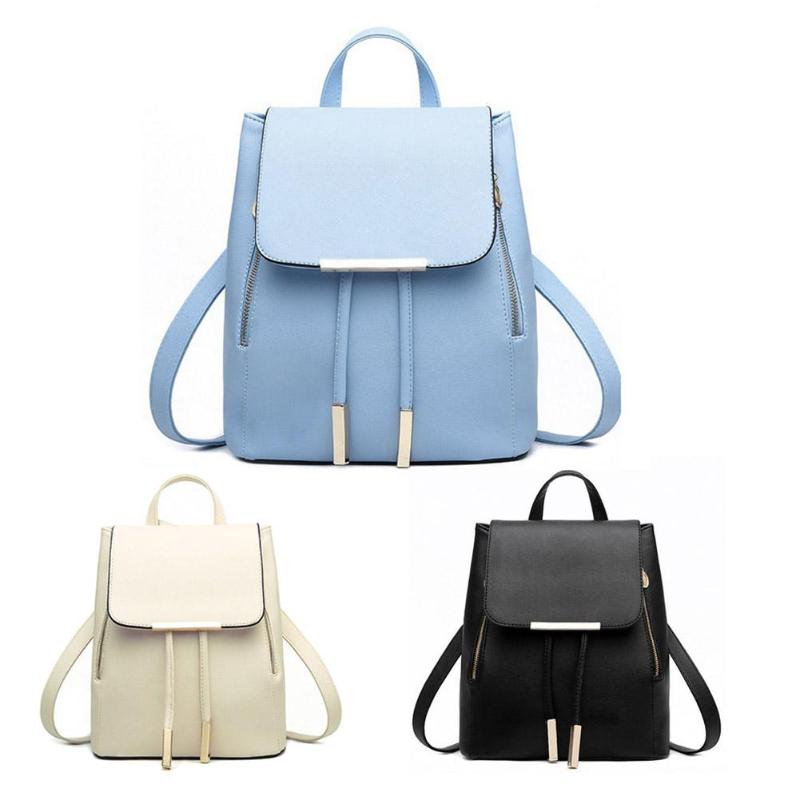 Dames PU Leren Rugzak - 31cm Hoogte - Effen Patroon - Zachte Handgreep Schooltas