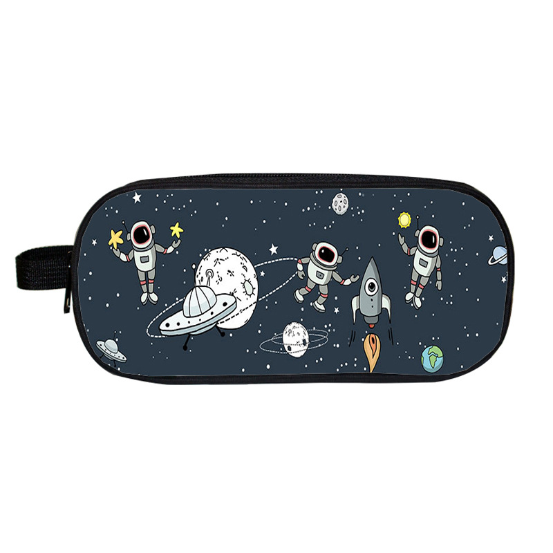 Cartoon DIY Pencil Case Kawaii Stationery Space Astronaut Alien Pen Bags For Boys Double Layer Kid School Pencil Cases: 09
