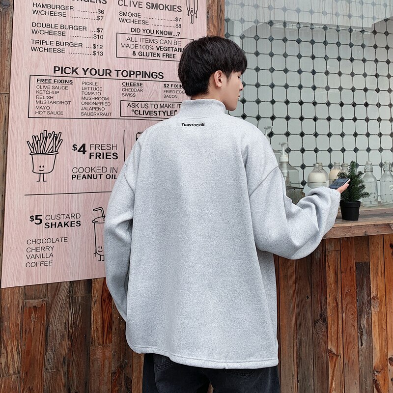 Black Hoodie Men Oversize Turtleneck Thicker Letter Winter Clothes Mens Hoodies Pullover Korean Hip Hop Streetwear Warm