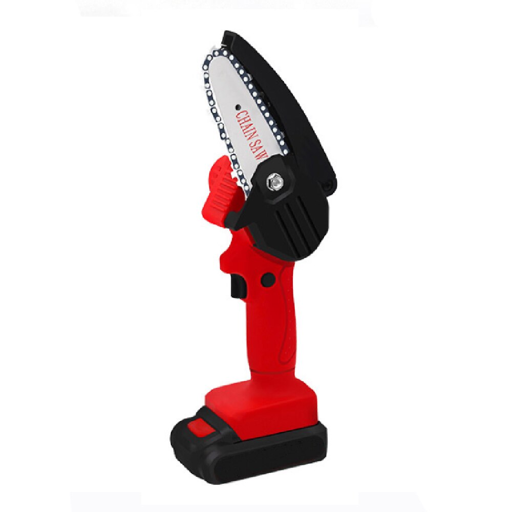 550W 4 inch Electric Chain Saw w/ 24V Lithium Battery Charger Cordless Rechargeable Woodworking Mini Pruning Saw Branch Cutting: Red / EU