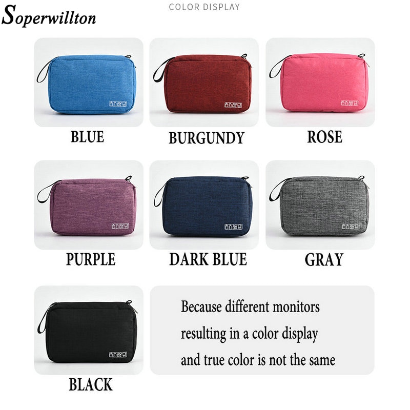 Soperwillton Hanging Travel Toiletry Bag for Men and Women Makeup Bag Cosmetic Bag Bathroom and Shower Organizer toilettas #9002