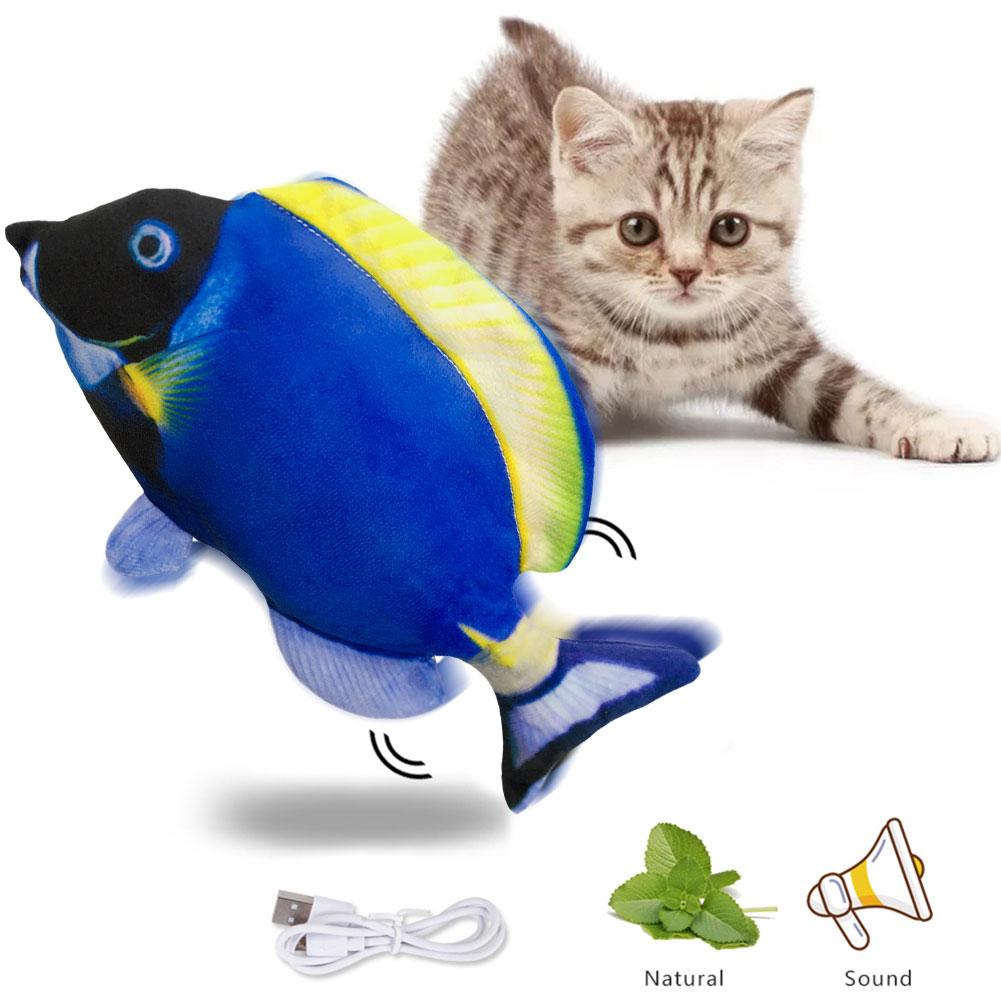 Electric Moving Fish Cat Realistic Plush Simulation Electric Wagging Fish Cat Toy Catnip Kicker Toys Funny Interactive Pets Pill