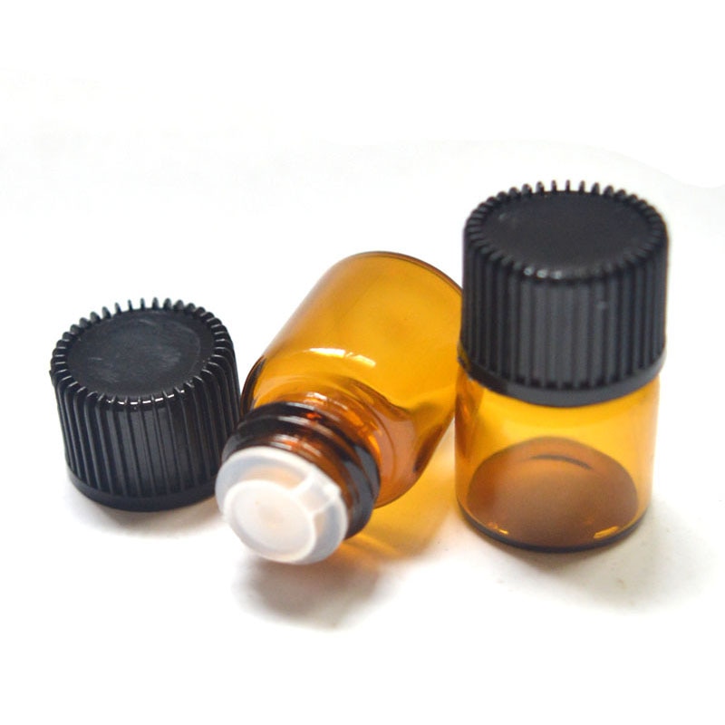 1Ml Etherische Olie Fles (Gat Plug) 50 Stks/pak 1 Pack Mini Amber Lege Etherische Olie Fles, navulbare, Cosmetische Container