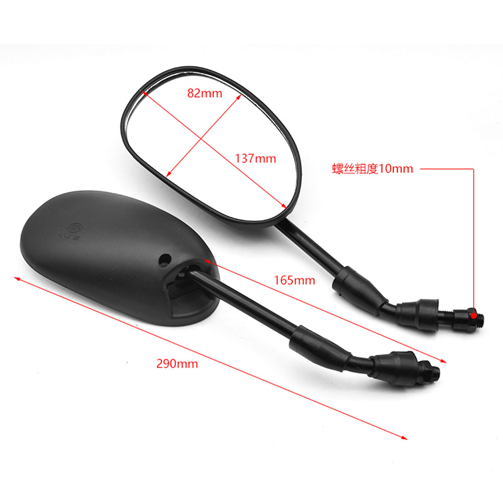 Espelhos retrovisores para motocicleta, rosca rígida de 10mm para dy100 chinês atv quad ciclomotor peças de scooter