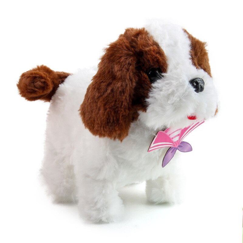 Bonito simulação elétrica cão coelho brinquedos de pelúcia sons andando robô inteligente filhote de cachorro brinquedo elétrico