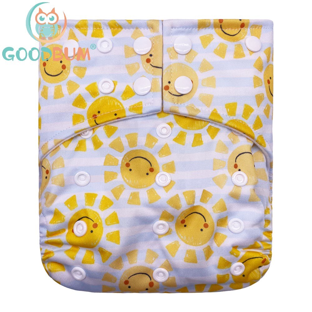 Goodbum Waves Printed Washable Adjustable Double Gusset Square Cloth Nappy For Baby Diaper