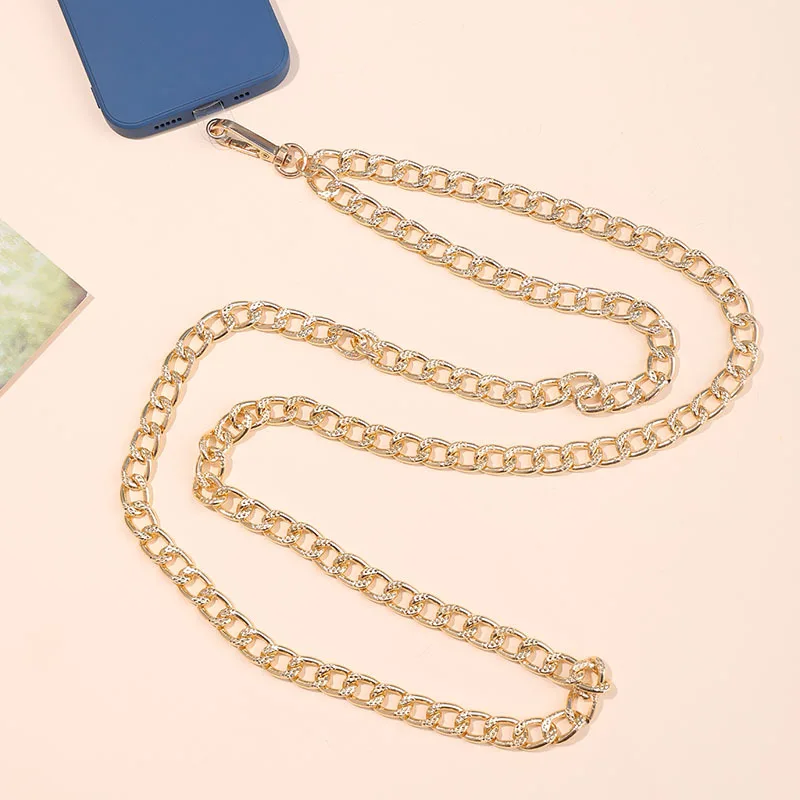 Universellt telefonsnodd metallhalsrem nyckelband för mobiltelefoner anti-borttappningsremmar greppkedja crossbody-tillbehör: Svart