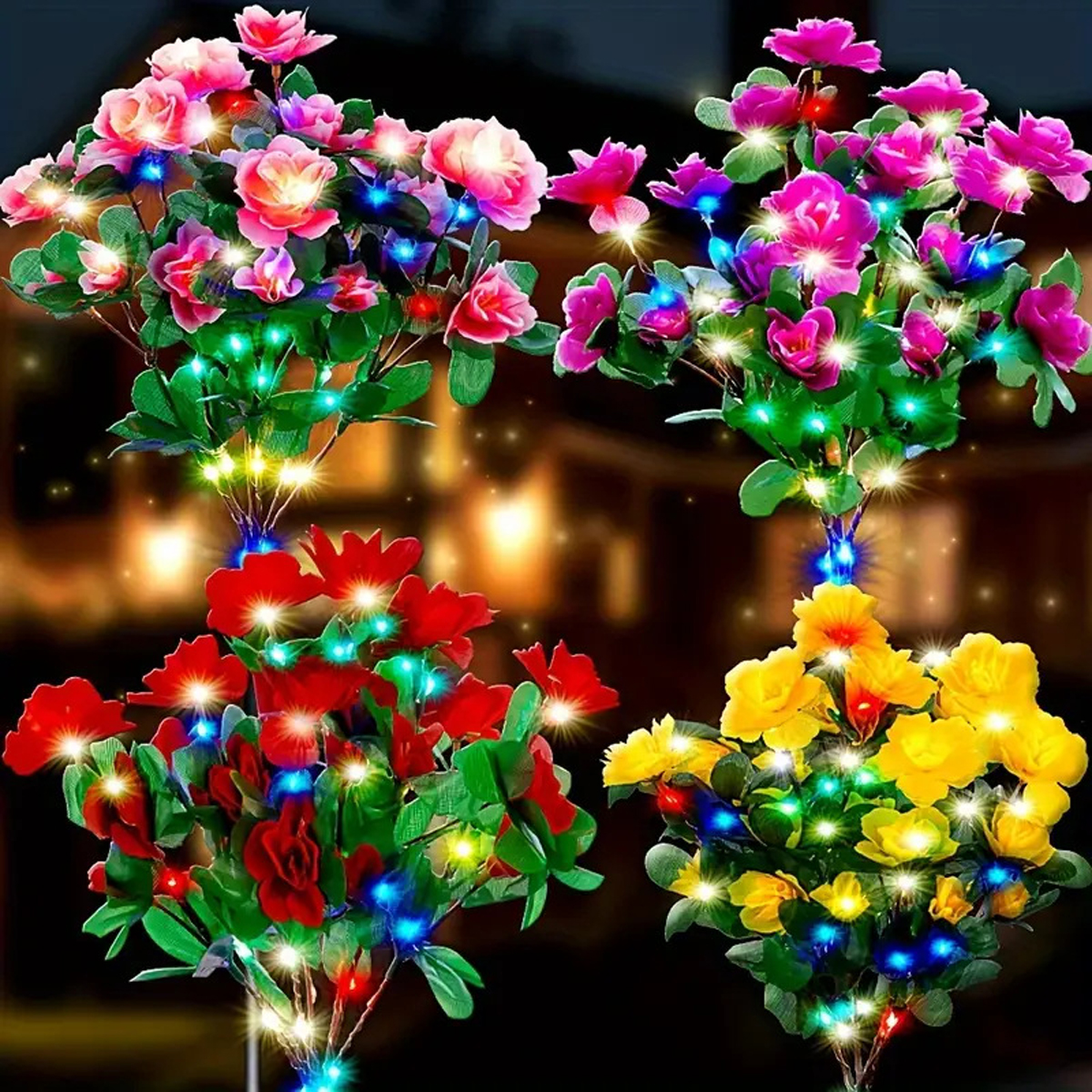 LED lumière solaire étanche azalée fleurs solaires lampe extérieure décorative pour jardin cour pelouse chemin éclairage mariage décor