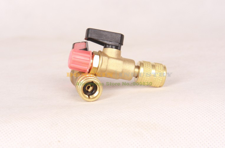 R22 Adaptor With Ball Valve 1/4"SAE Socket Adjustable Charging Valve