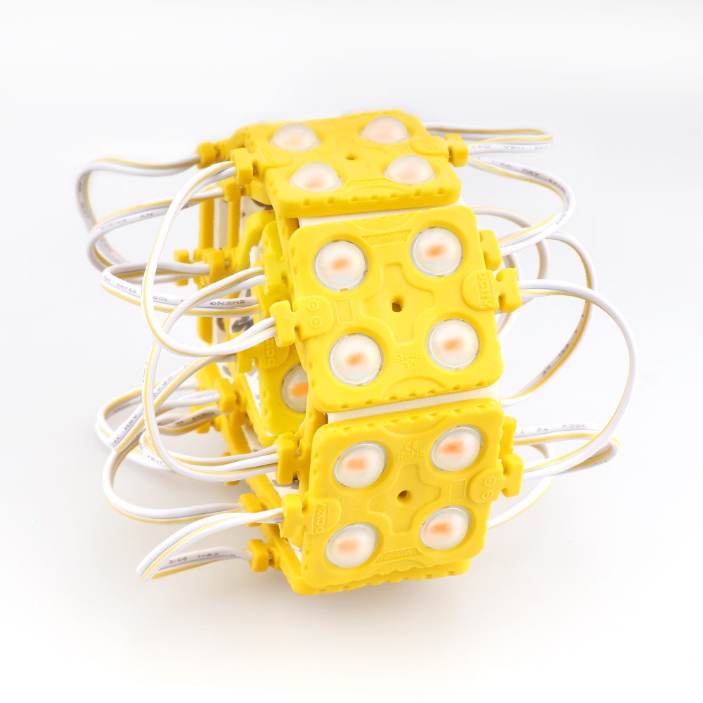 Módulo de luz LED de fondo para manualidades, accesorio impermeable IP65, cc 12V, 2835, 4Led, 5730, rojo, verde, azul, amarillo, blanco cálido, 20 unids/lote: Yellow 5730