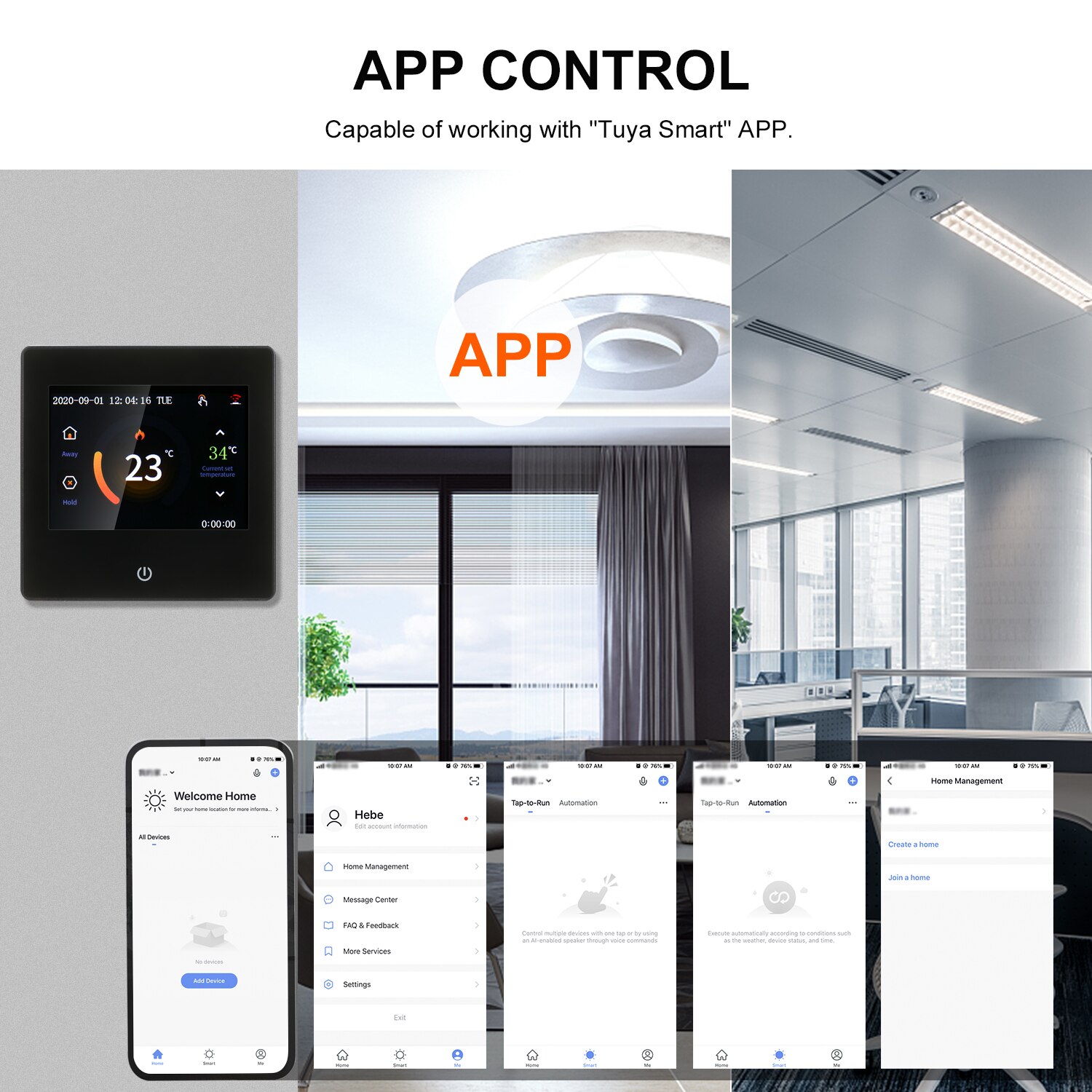 Smart LCD Touch-screen Weekly Programmable Thermostat WIFI Electric Heating 16A Temperature Controller for Home School Office