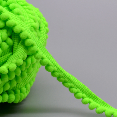5yd/lot 10mm breedte kleurrijke kleine PP bal kant lint kwastje trim naaien materiaal accessoires voor woondecoratie: green 206