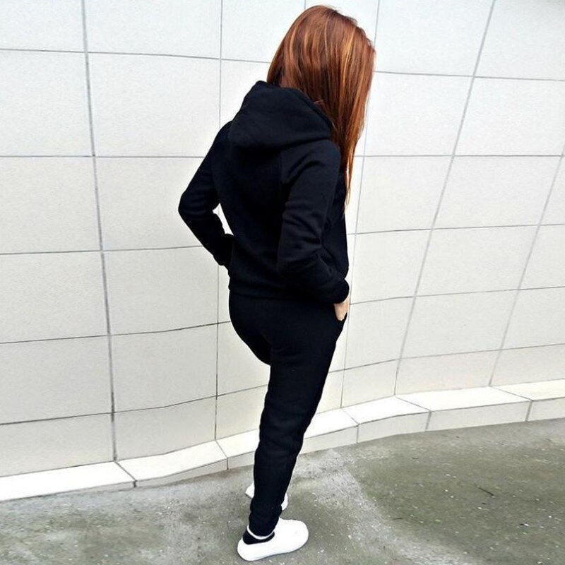 Sports Suit Women Autumn Winter Tracksuit Casual Solid Sportswear Running Jogging Suits Hoody Sweatpants 2pcs Sets Clothing