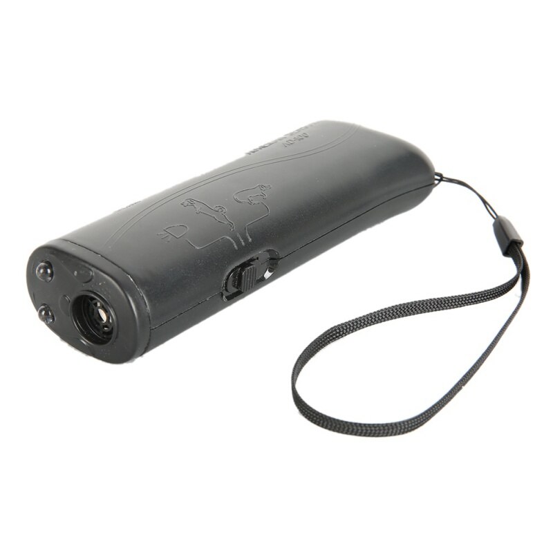 1pc 3 i 1 anti gøen ultralyds hundeafviser anti gøen stop gø træningsenhed træner led ultralyd uden batteri: Sort