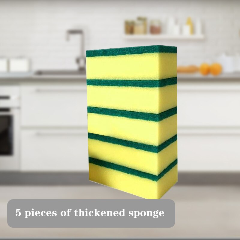 Decontamination Double-sided Cleaning Dishwashing Sponge Kitchen Nano Clean Rub Pot Rust Focal Stains Sponge Removing Kit: 5pcs