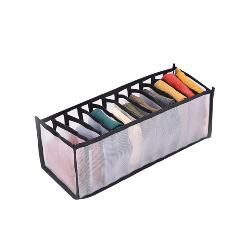 Underwear Bra Organizer Storage Box Drawer Closet Organizers Divider Boxes For Underwear Scarves Socks Bra: black-11grids