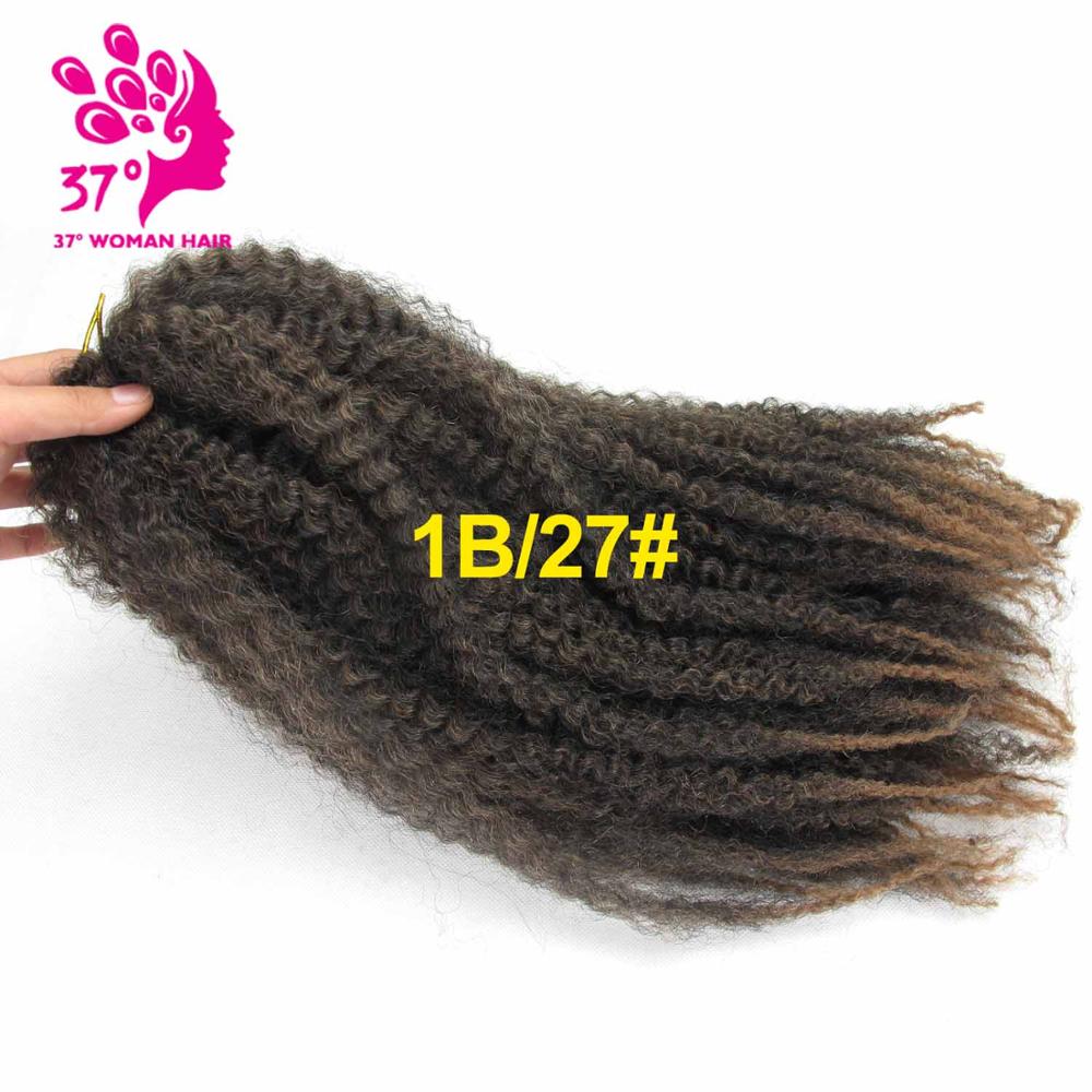 Synthetic Marley Braids Crochet Hair Afro Twist Braiding Hair 30strands 18inch DIY Ombre Brown Braiding Hairstyle For full head: T1B/27 / 1Pcs/Lot