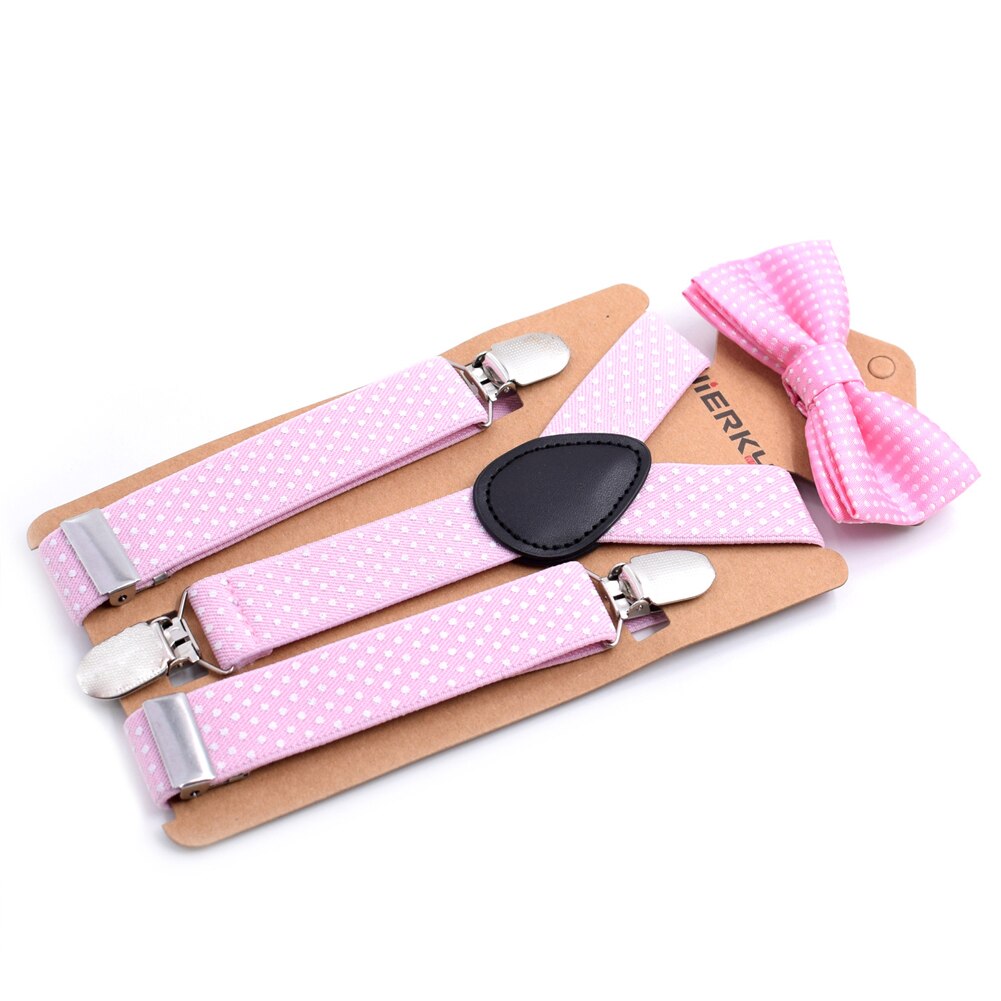 Kids Baby Boy Meisjes Jarretel en Vlinderdas Sets Kinderen Formele Party Bow Tie + Jarretel Polka Dot 2 Stuks combo Set Lot: Roze