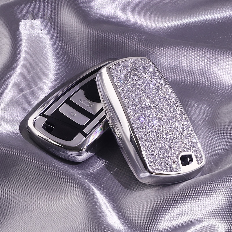 Luksuriøst stjerneklar bling krystal diamant bilnøglertaske til bmw 1/3/5/7 serie  x3 m2/3/4/5/6 interiør tilbehør nøglering