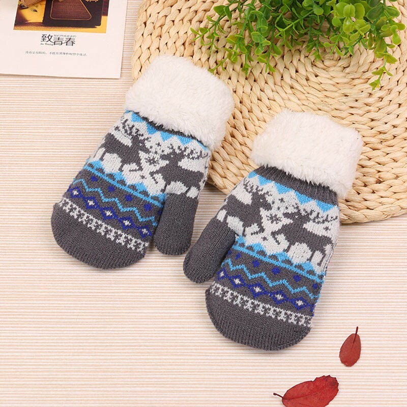 Algodão de pelúcia pele do bebê inverno luvas quentes crianças luvas para meninos meninas dedo cheio luvas natal veados: dark gray elk