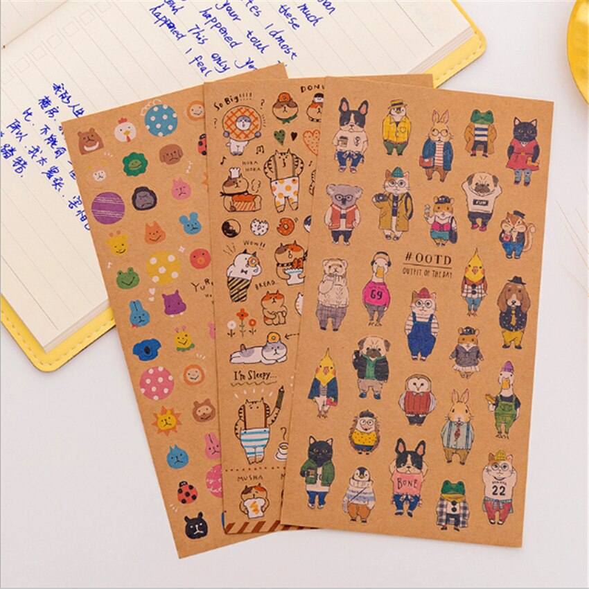 40 pakken/partij cartoon kat papier briefpapier sticker zelfklevend decoratief papier stickers scrapbook dagboek stickers