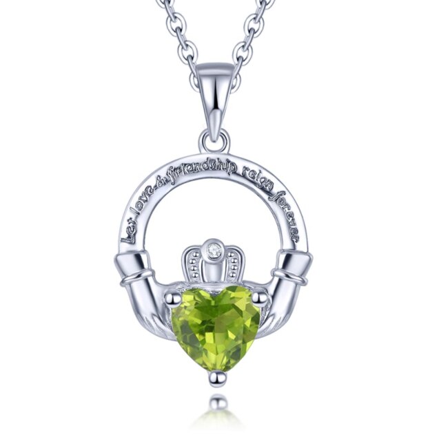 Hutang Colorful S925 Pendants for Women 0.76 Carats Created Emerald Heart Shape Women Romantic Lovely Silver Pendant: Natural Peridot