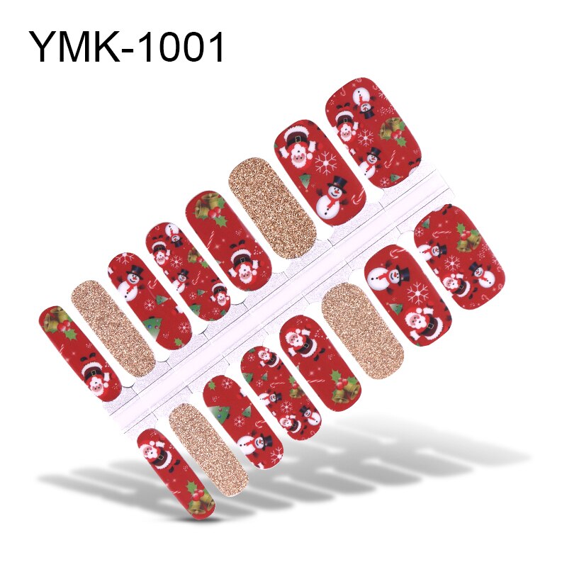 Lamemoria 16 tips/ark skönhet naglar klistermärken jul nagelinpackningar multicolor nagelkonst hela klistermärken självhäftande tips manikyr: Ymk -1001