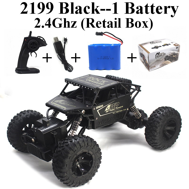 2.4Ghz Rock Crawler 1:16 Rc Auto 4WD Radio Control Sneeuwscooter 4X4 Drive Afstandsbediening Speelgoed Jongen 2199-2: 2199-Black-Set-3