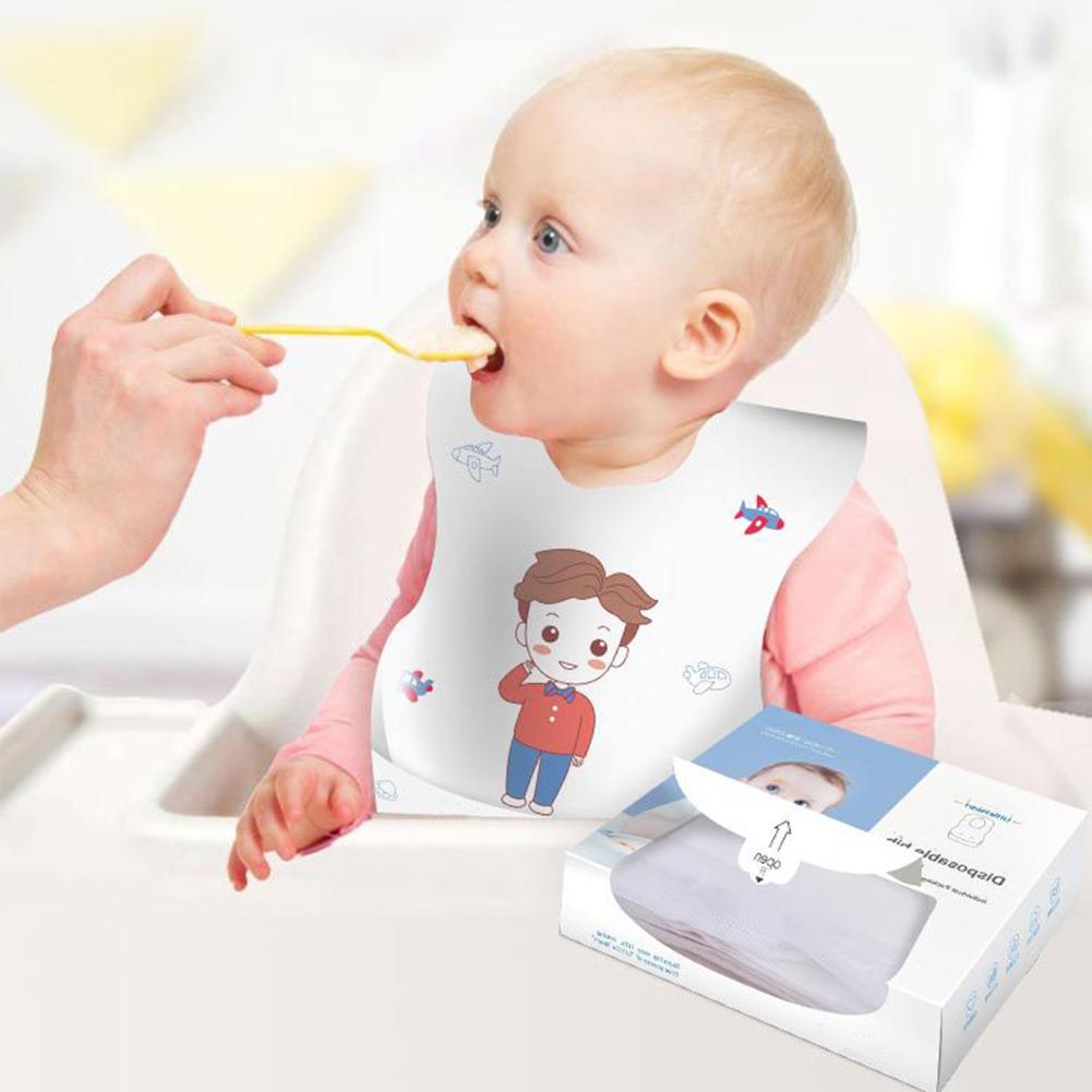 Waterproof Non-Woven Fabric Disposable Baby Toddler Bibs Feeding Saliva Apron Paper Bibs For little baby