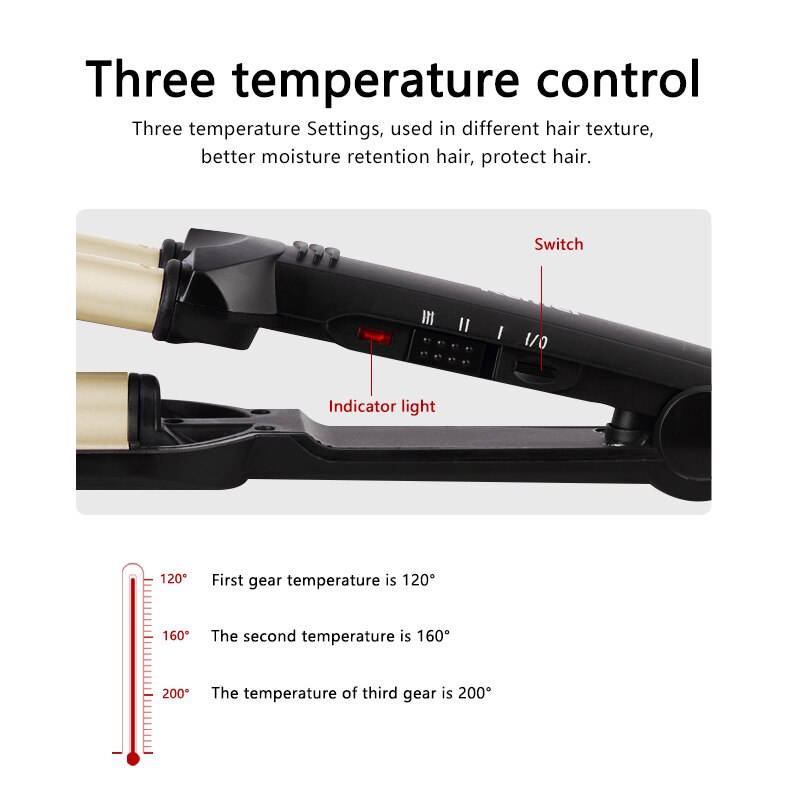 Hair Wave Curling Wand Iron Ceramic Triple Barrel Electric Automatic Rotating Hair Curler Styling Tools For Wet&amp;Dry