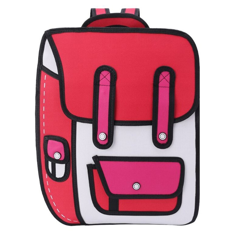 3D Jump Style 2D Drawing From Cartoon Paper Backpack Shoulder Bag Comic Bookbag M68C: R1