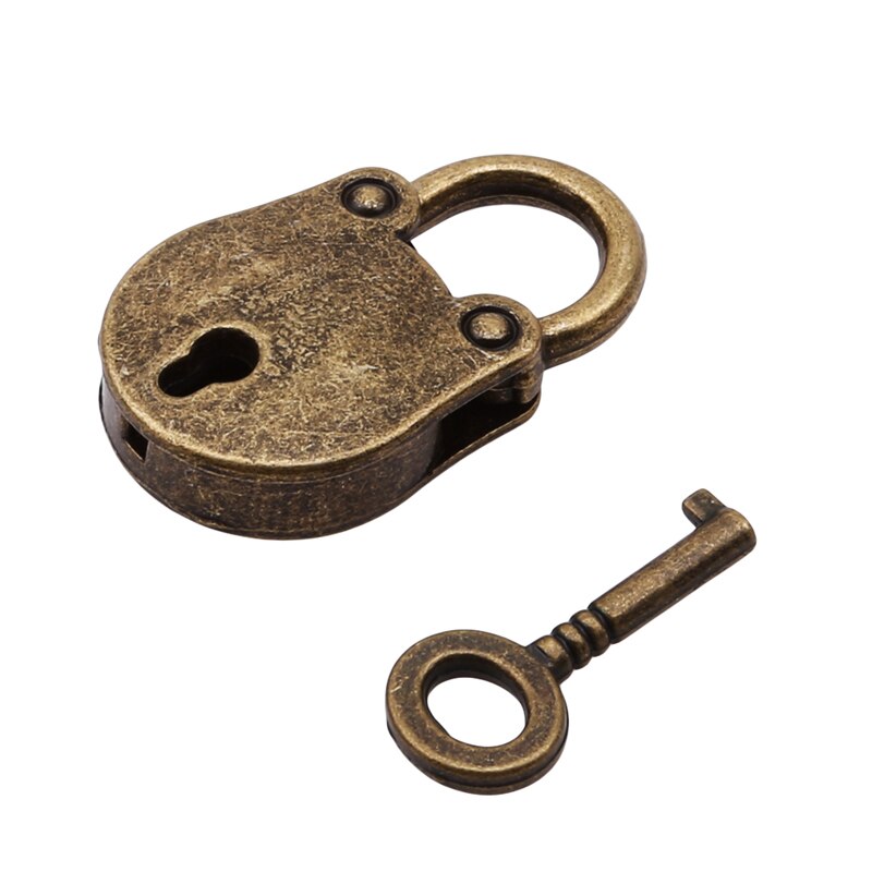 Métal ancien Style Vintage Mini cadenas petite boîte à bagages serrure à clé couleur Bronze Usage domestique matériel décoration