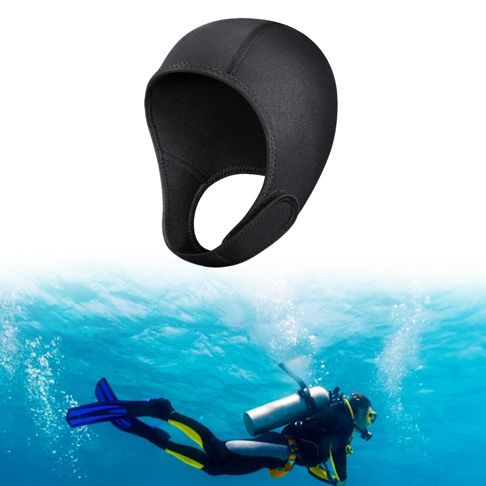 Neopren dykhuva termisk våtdräktshuva badmössa surfmössa med hakrem för vattensporter kajakpaddling kanotpaddling