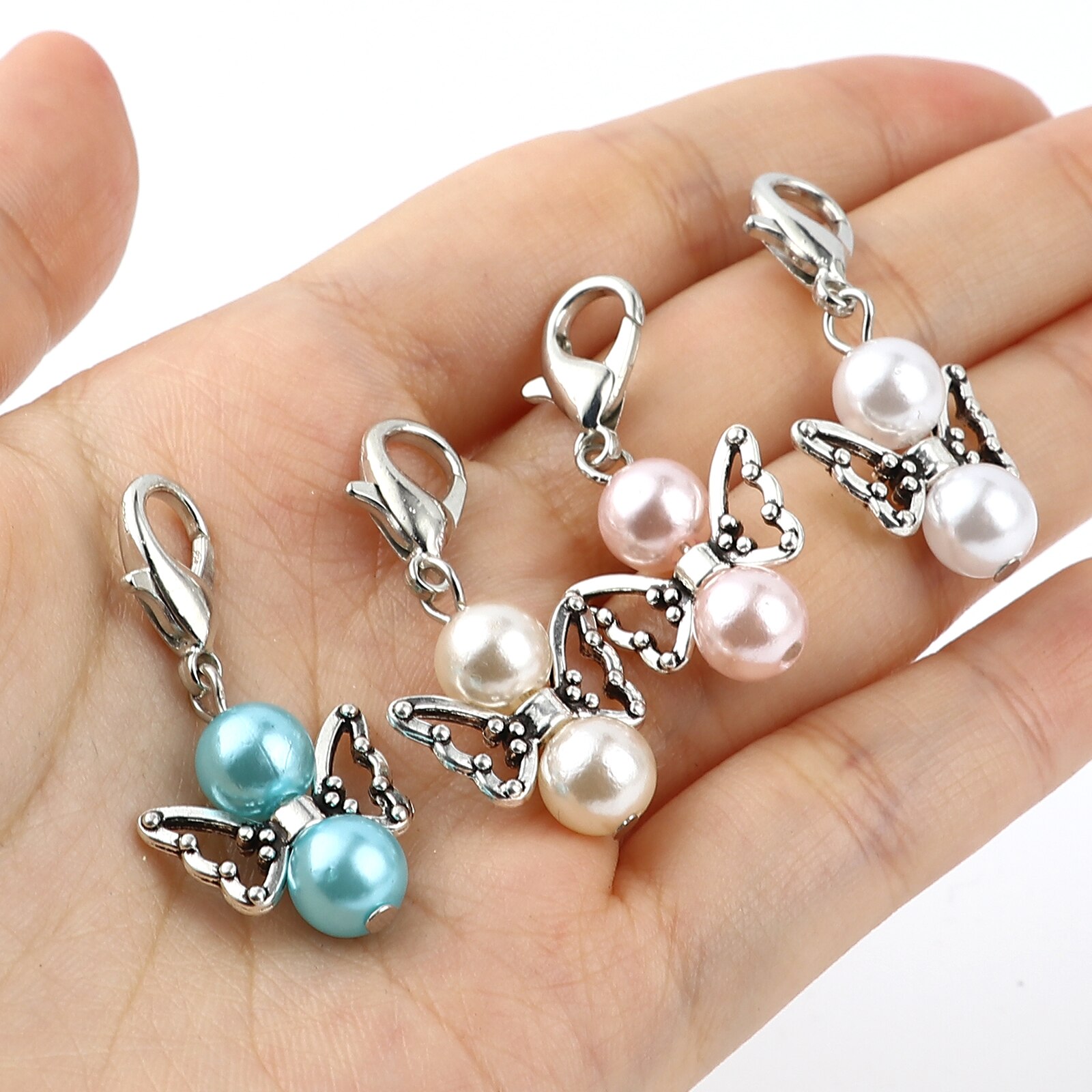 5 Stks/set Insect Breinaalden Stitch Markers Zink Gebaseerde Legering Ronde Kraal Angel Shape Hanger Naaien Gereedschap 38X18mm