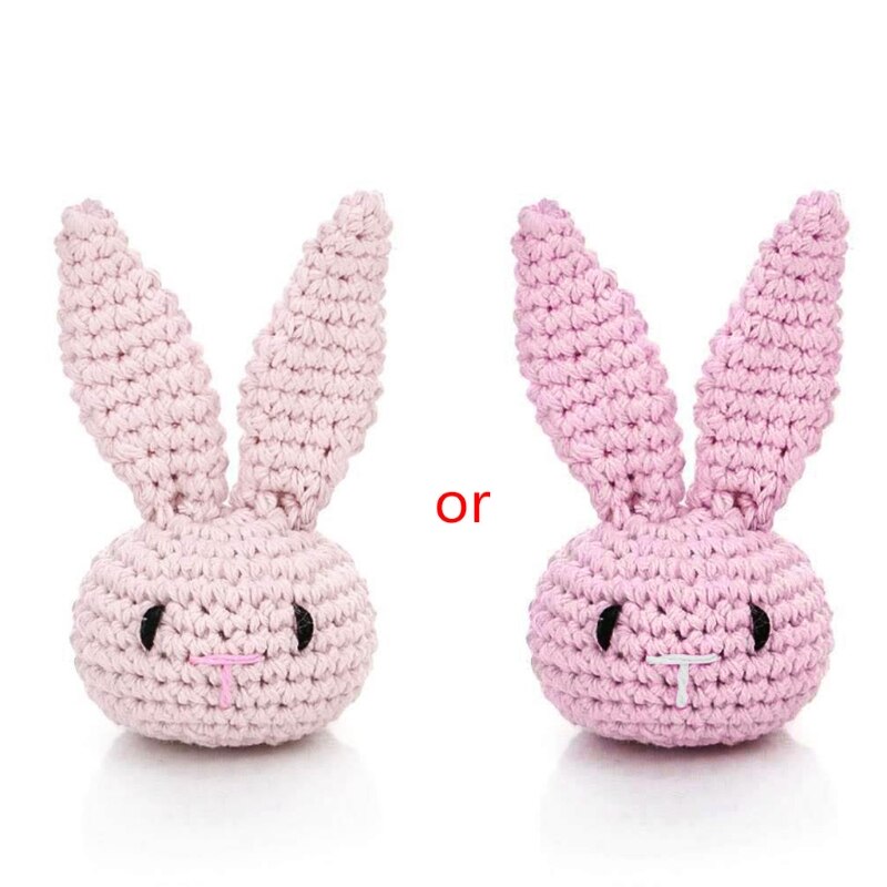 OOTDTY – anneau de dentition pour bébé, chaîne de sucette, accessoires faits à la main, Crochet en coton, lapin, -né, jouet, , 5 couleurs: pink