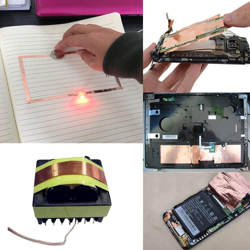 Copper Tape Double-Sided Conductive Copper foil tape for Stained Glass Conductive Tape for Guitar EMI Shielding Crafts
