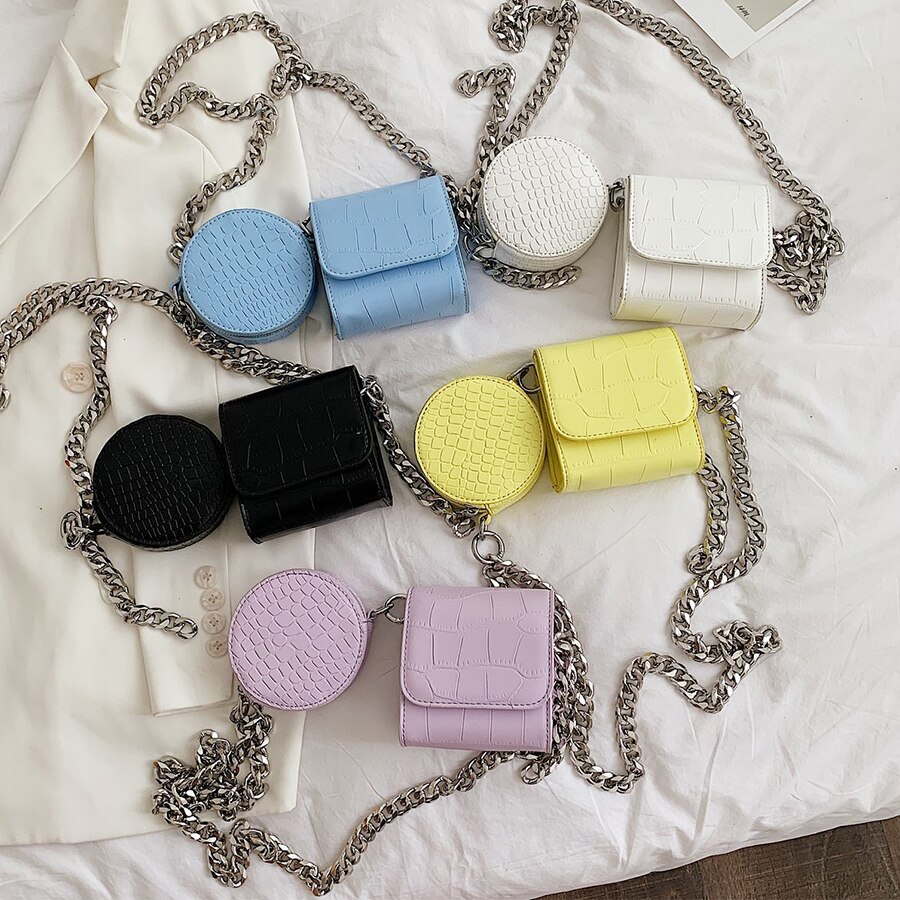 Feminino 2 peça conjunto crossbody saco jacaré padrão pequenos sacos de couro do plutônio corrente bolsa de ombro 2021 feminino mensageiro handbgas