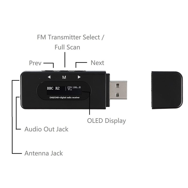 Auto Dab Digitale Radio Ontvanger Usb Fm-zender O Broadcast Adapter