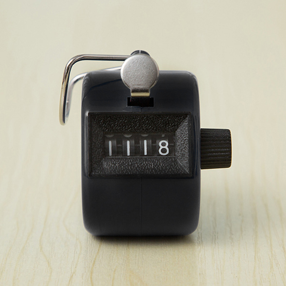 4 Digit Number Counters Metal Shell Hand Finger Display Manual Counting Tally Clicker Color Shell Timer Soccer Golf Counter: black