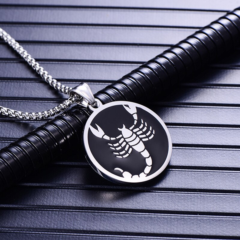 Zodiac sign 12 constellation pendants necklace men stainless steel male accessories simple silver necklace chains