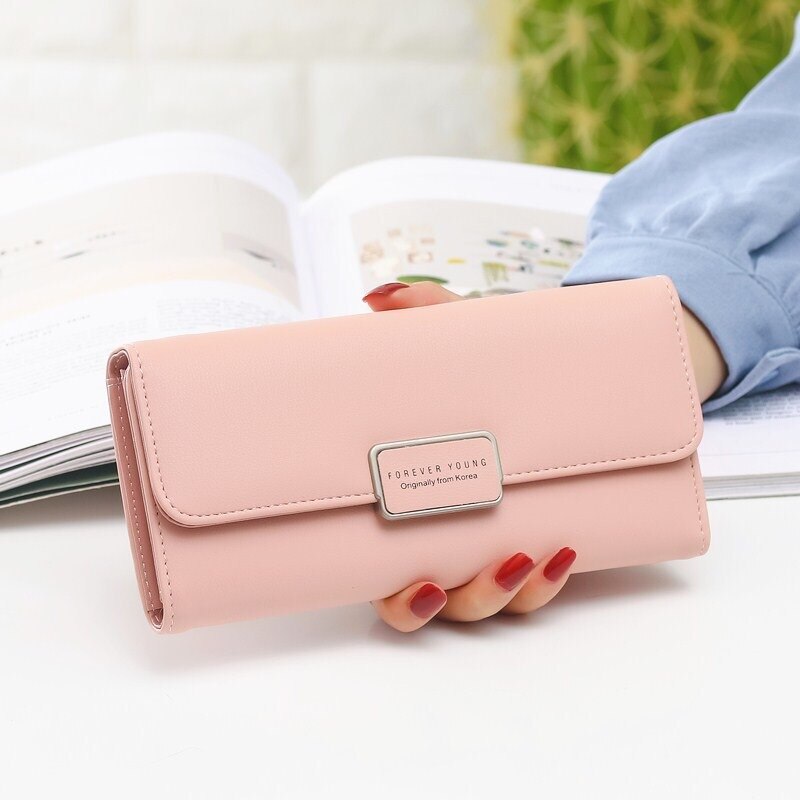 portefeuille pour femmes Simple Pu longue Tri-fold sac grande capacité Multi carte porte-bits étudiants femmes portefeuille porte-monnaie