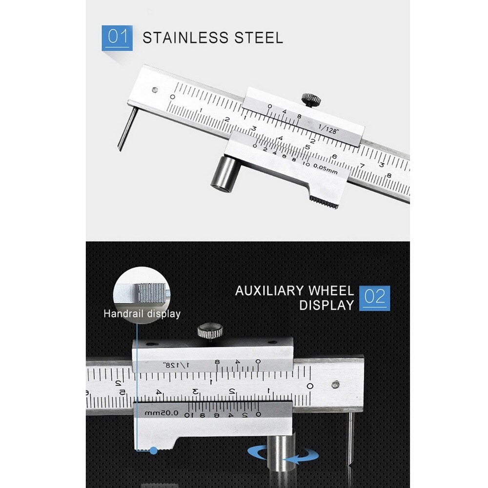 0-200mm Marking Vernier Caliper With Carbide Scriber needle Parallel Marking Gauging Ruler Measuring Instrument Tool