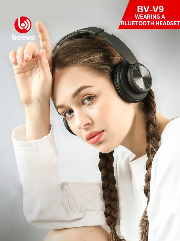 BEEVO Bluetooth 5.0 Headphone Wireless Headset Over-ear Noise Canceling Head-mounted Earphone Gaming Headset For PC Mobile Phone