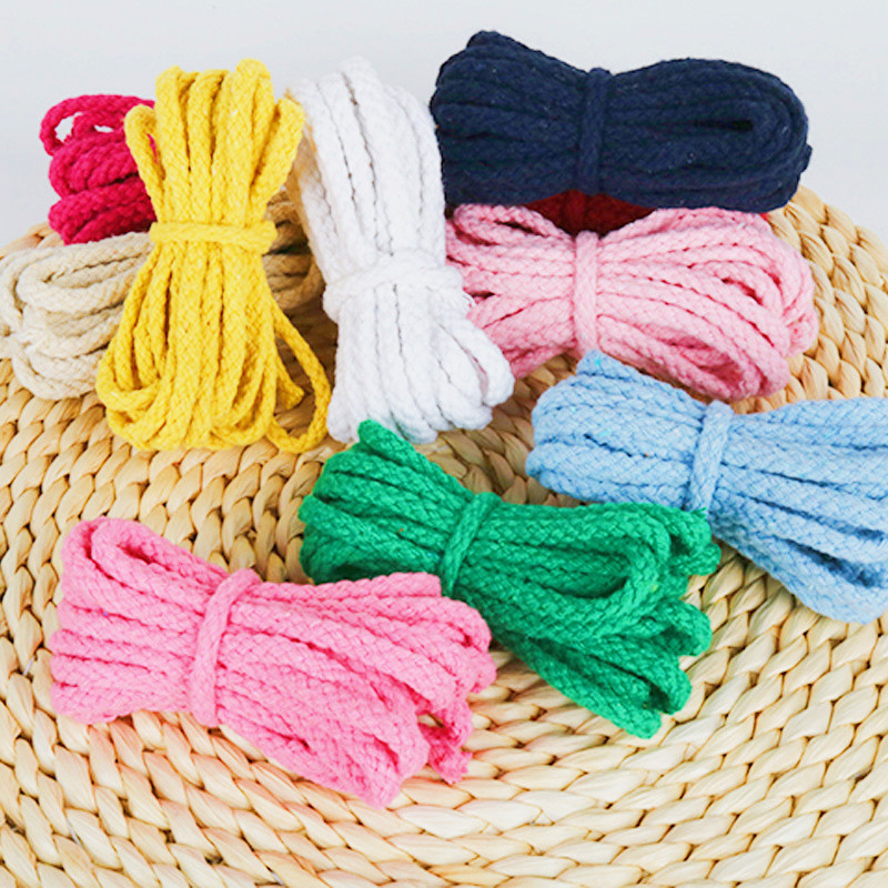 10Yards 5Mm Gekleurde Twisted Cord Touw 100% Katoenen Touw Cords Craft Decoratieve Twisted Diy Handgemaakte Tas Trekkoord Accessoires