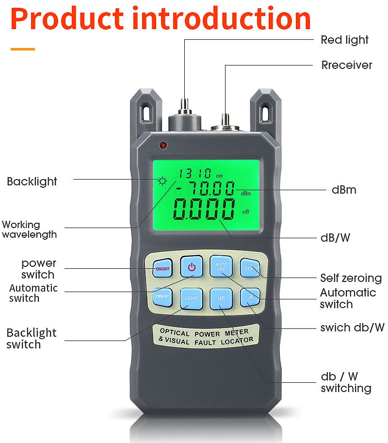 LeeBeTo All-IN-ONE Optical Power Meter with Visual Fault Locator Optical Fiber Tester 5KM 10km 20KM 30km VFL
