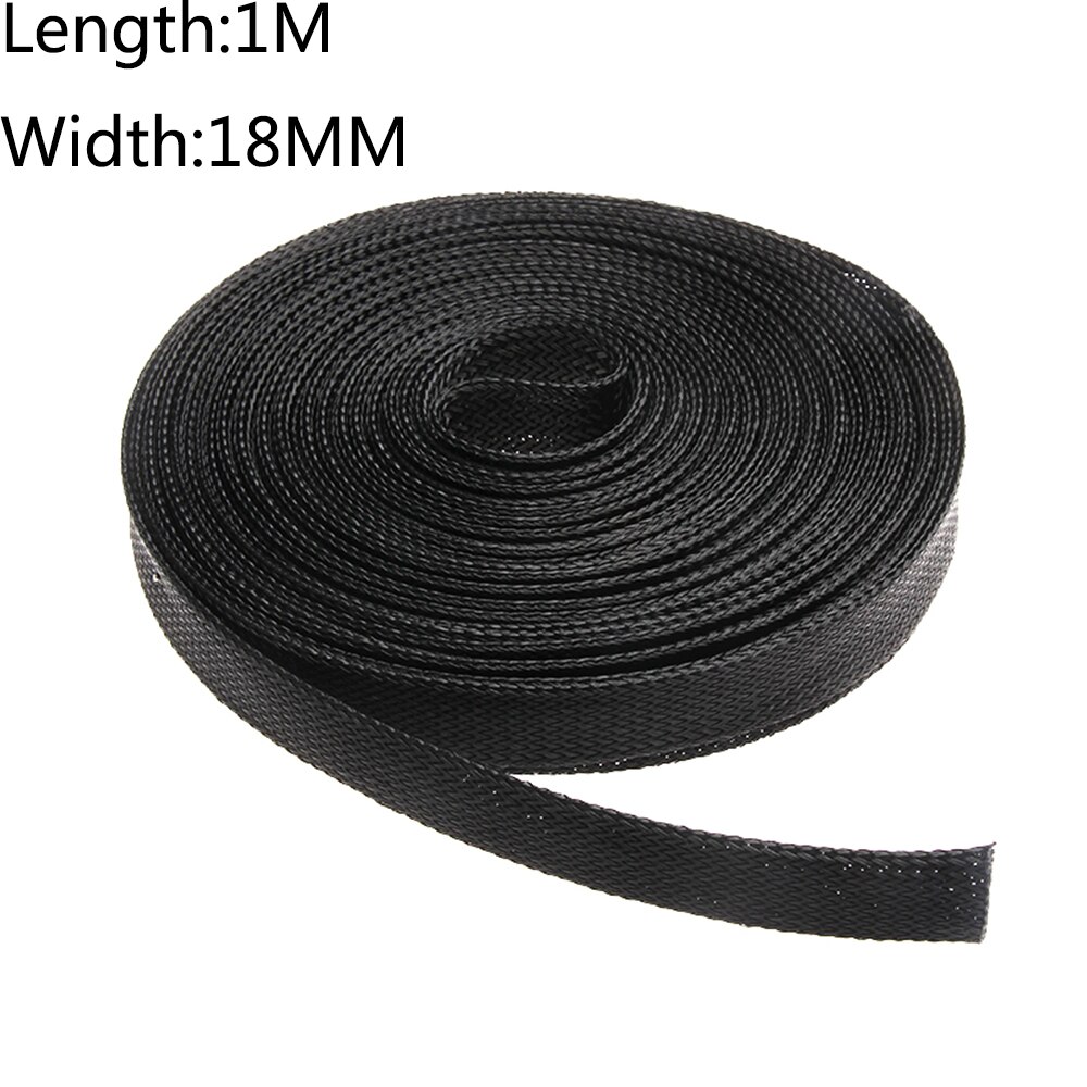 5/1M Zwart Geïsoleerde Gevlochten Sleeving 4/6/8/10/12/15/ 18/20/25mm Strakke HUISDIER Draad Kabel Bescherming Uitbreidbaar Kabel Mouw Draad Klier: 18MM(1M)