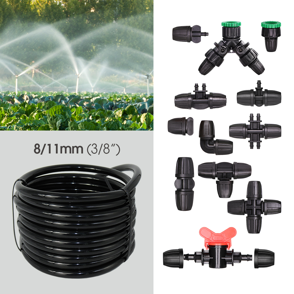 3/8 ''Pvc Slang Tubing 8/11Mm Watering Irrigatie Water Koppeling Adapter Lock Gewrichten Tuin Tap Connector tee Verminderde Elleboog Cross