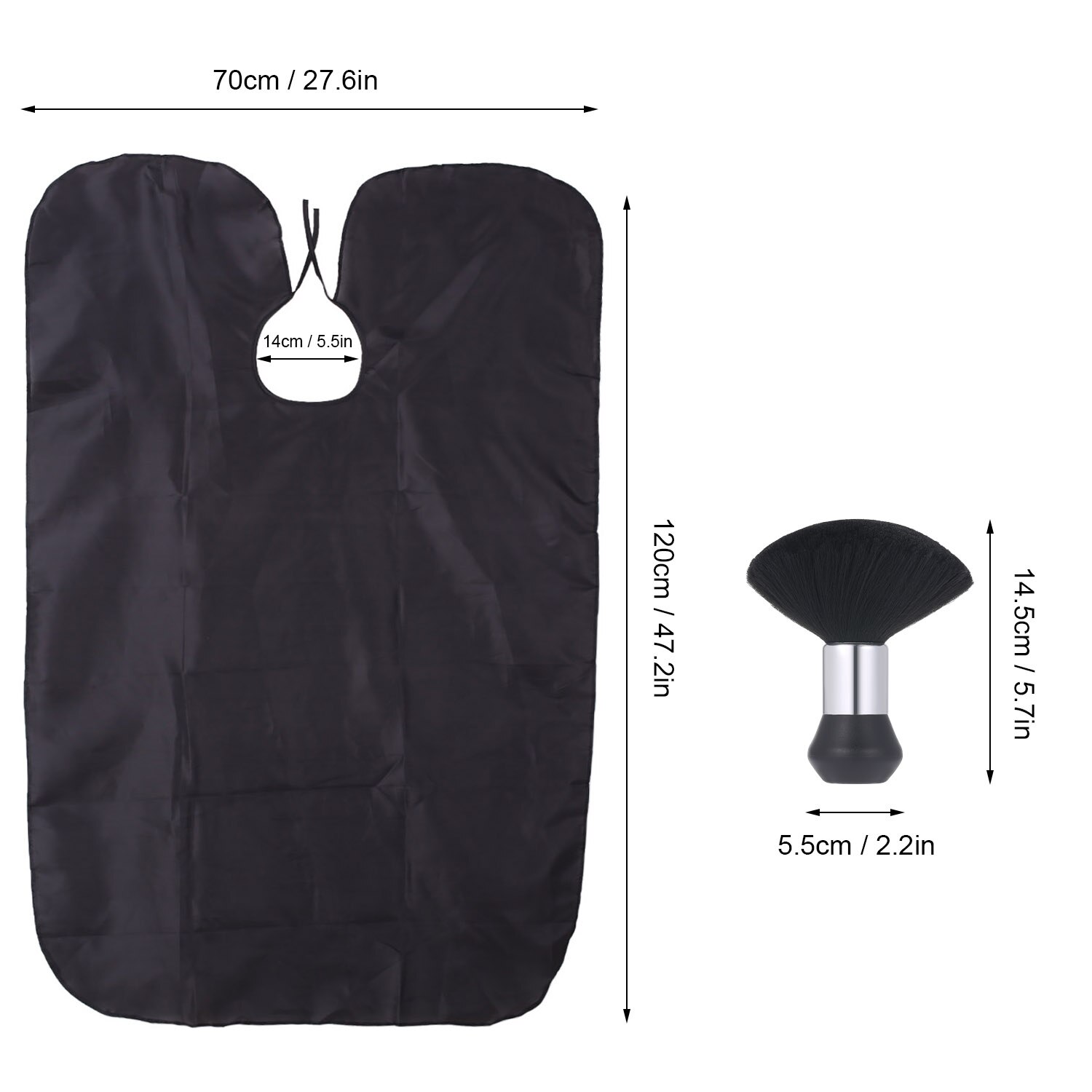 Frisørsalong frisørkappe salong frisørkappe frisørforkle med nakkebørste, svart