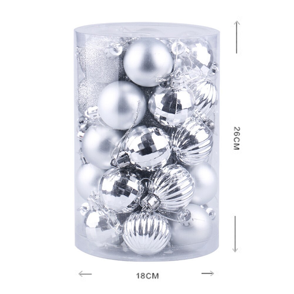 34 stuks kerstballen winkelcentrum plafond raam hangende bal ornament hanger kerstfeest kerstboomversiering: Zilver